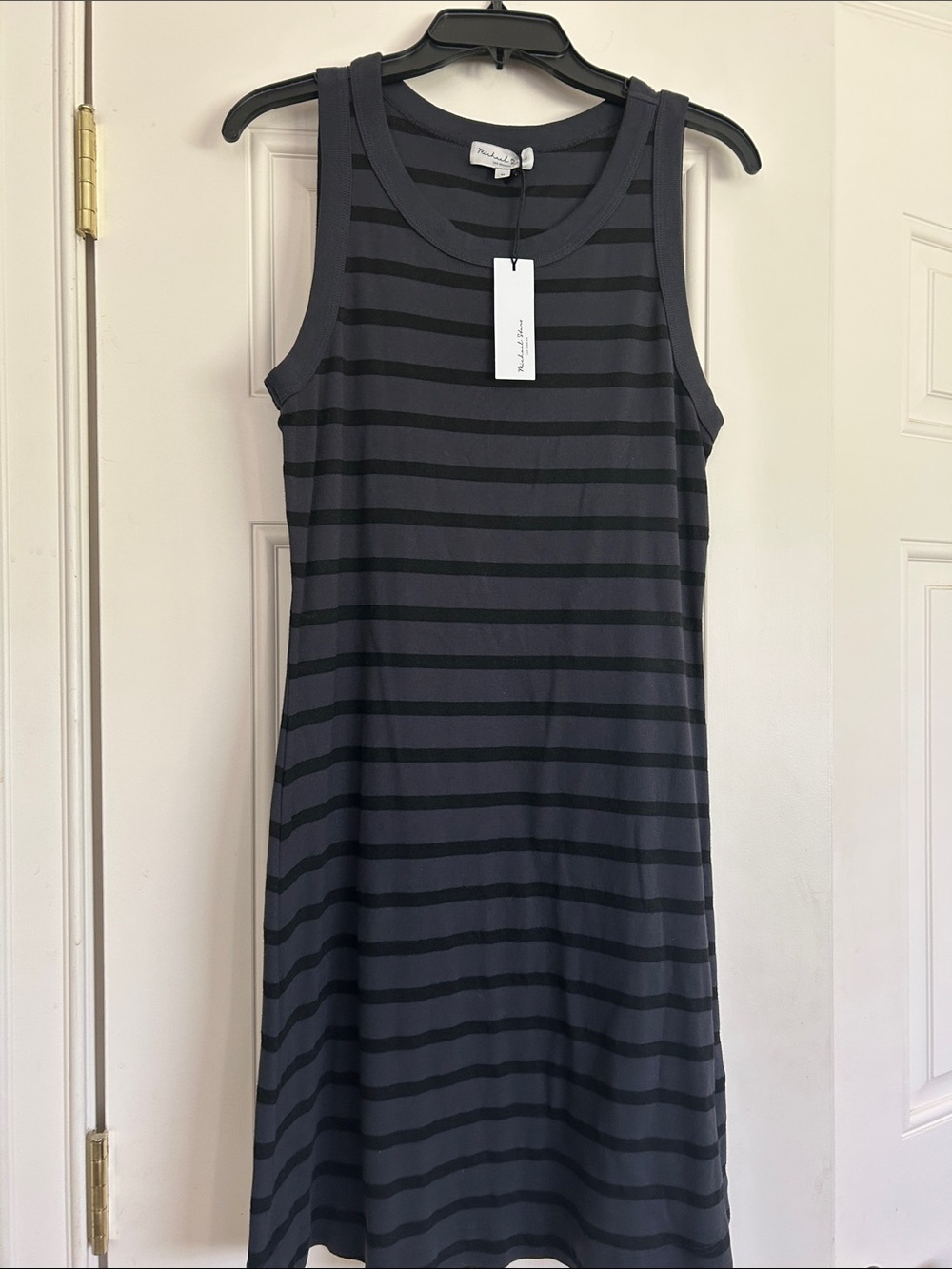 NWT Michael Stars Sleeveless Striped Tank Dress - Black & Charcoal